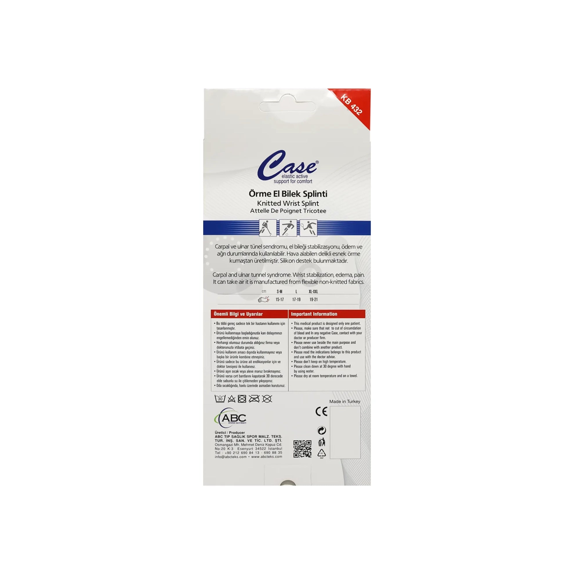 Case Knitted Wrist Splint  Right Large