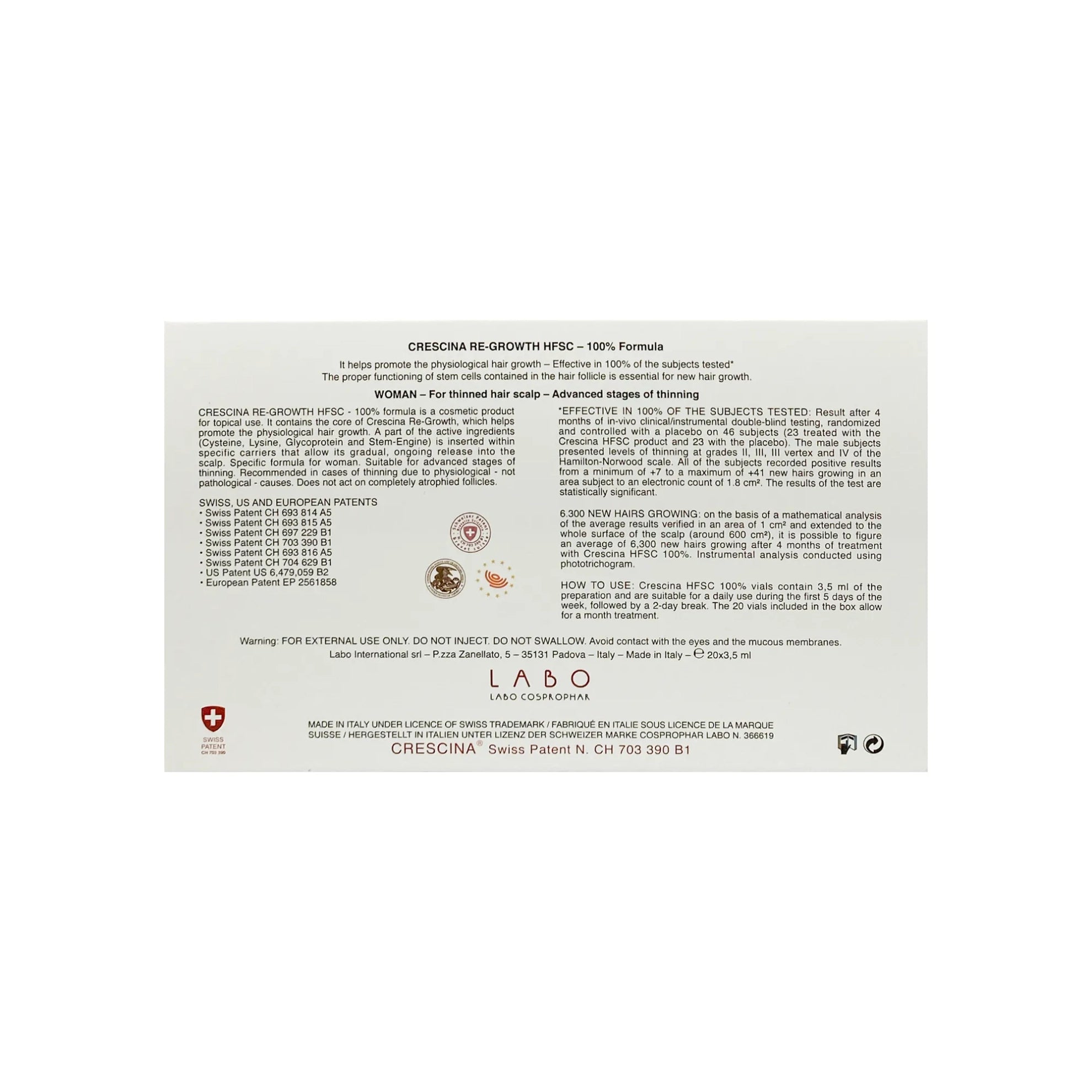 Crescina HFSC 100% 1300 Woman 20 FL