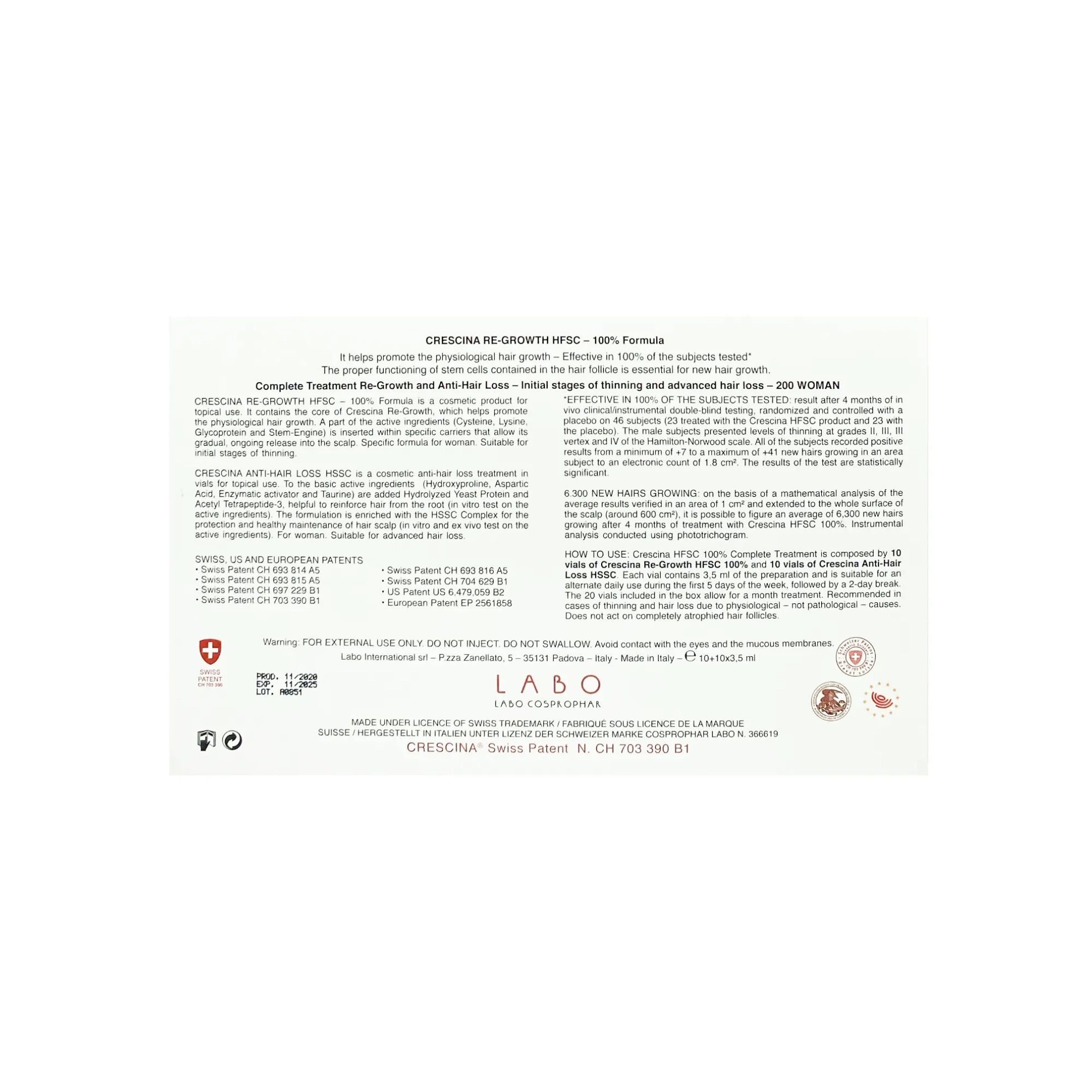 Crescina HFSC 100% 200 Woman 10 TC + 10 FL