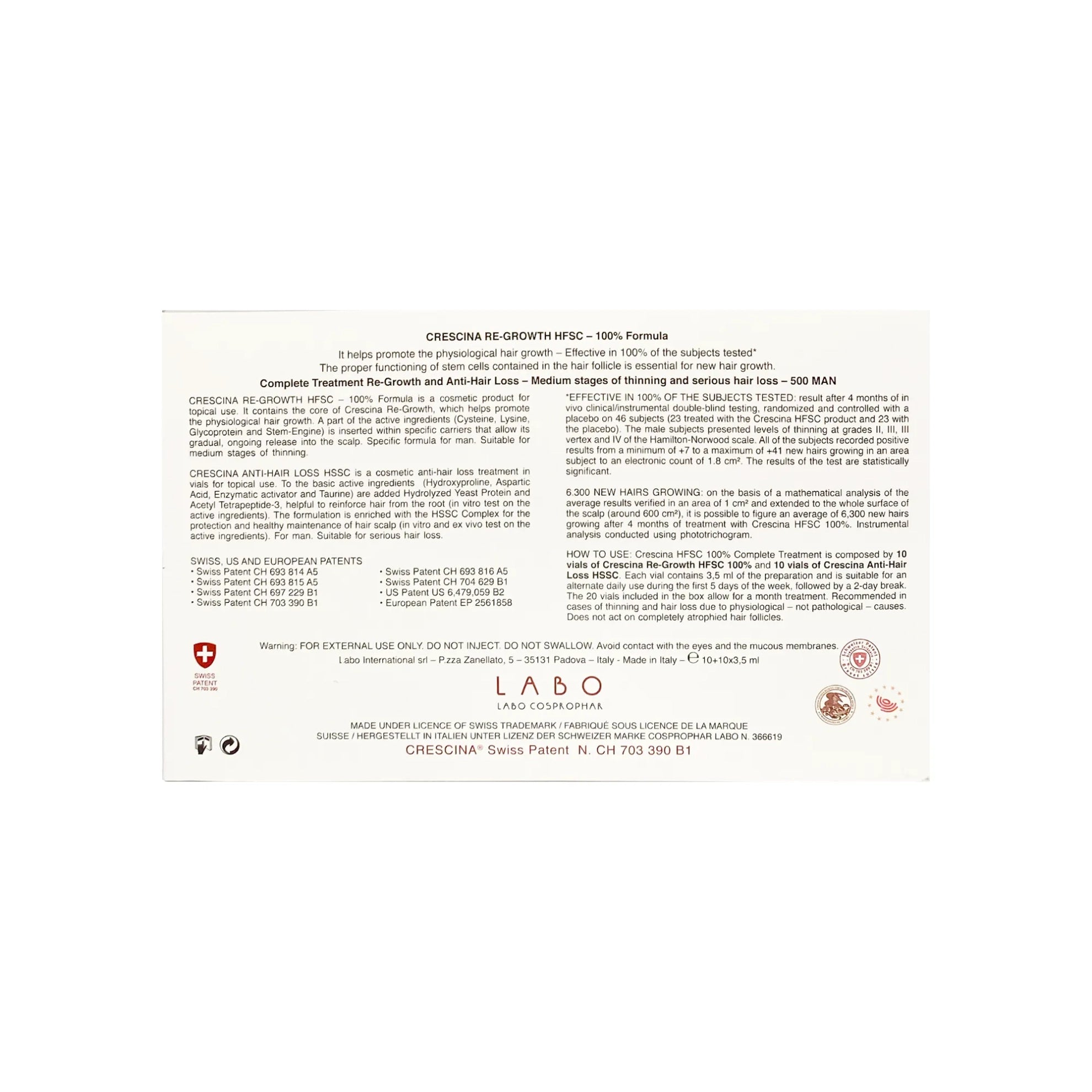 Crescina HFSC 100% 500 Man 10 TC + 10 FL