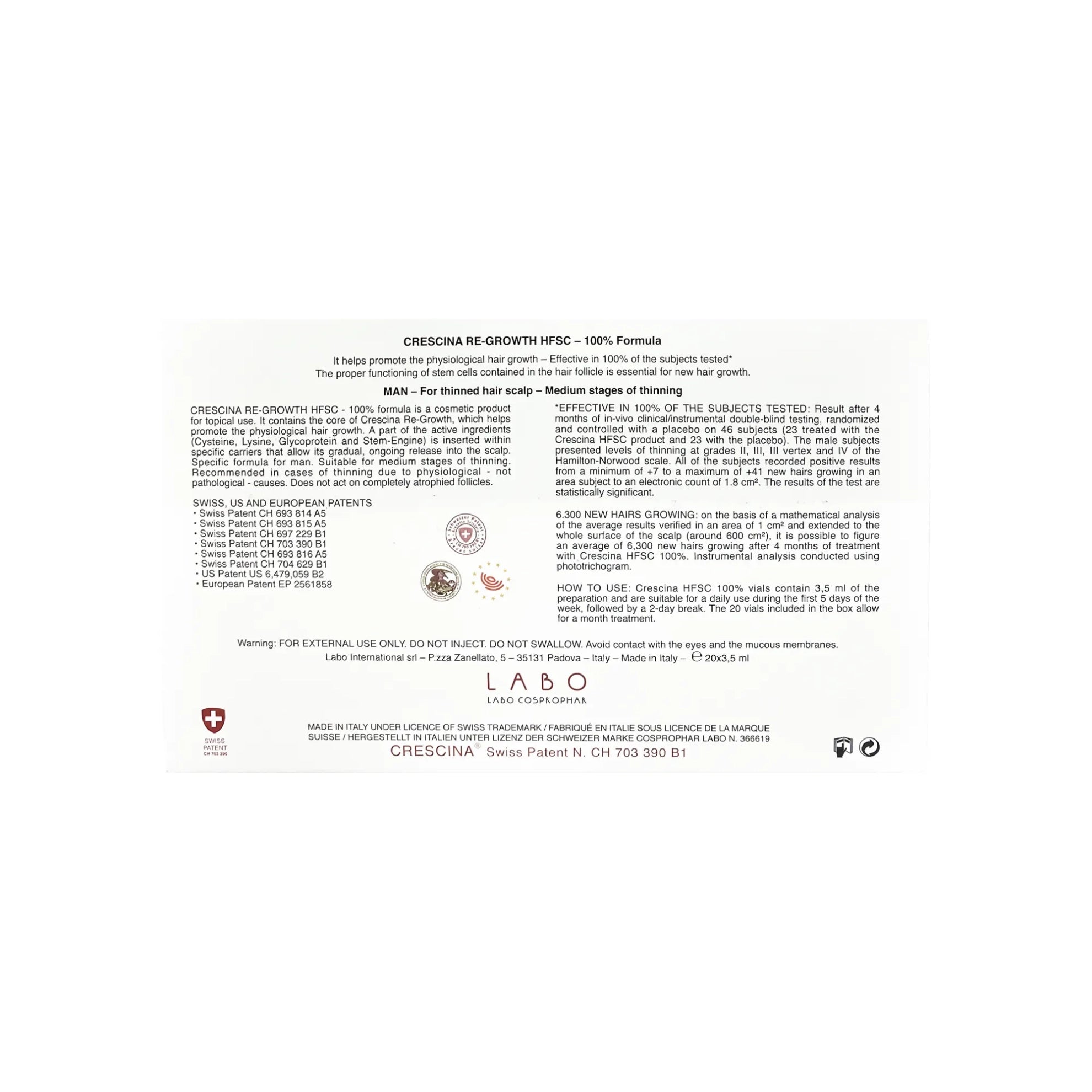 Crescina HFSC 100% 500 Man 20 FL