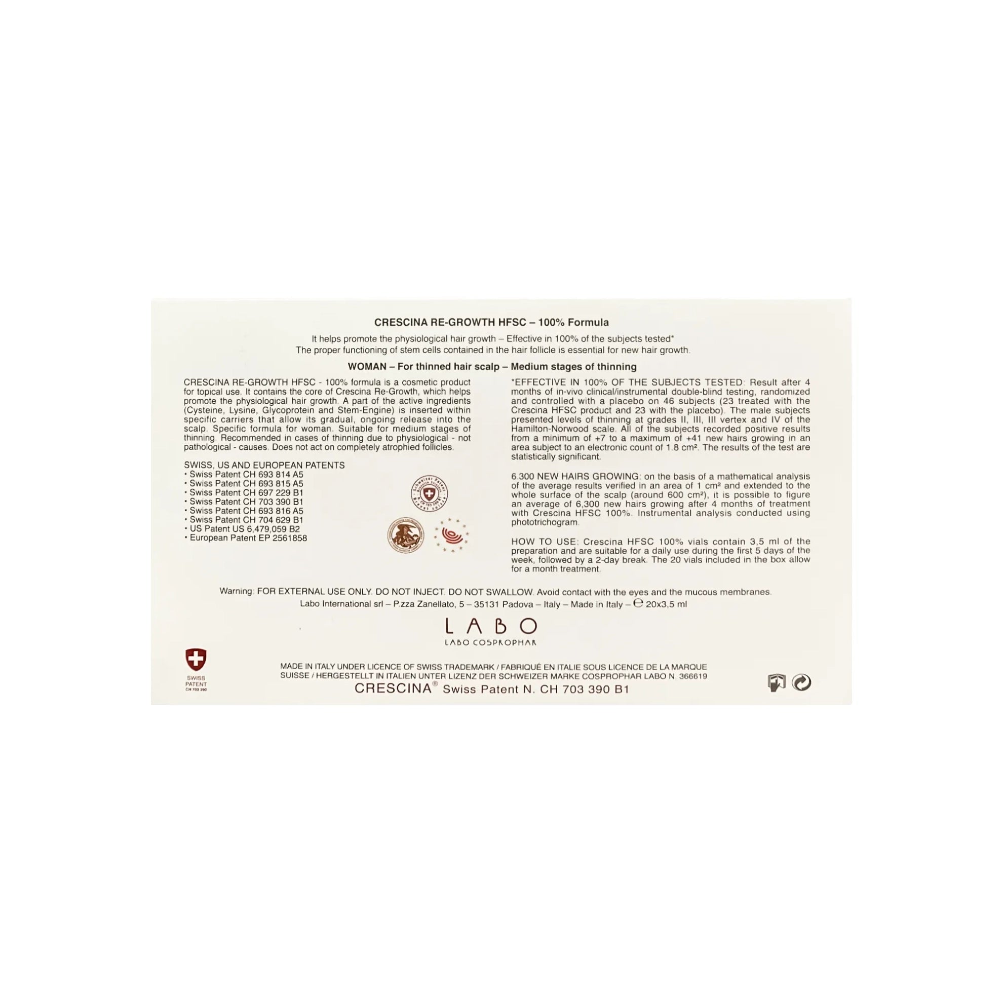 Crescina HFSC 100% 500 Woman 20 FL