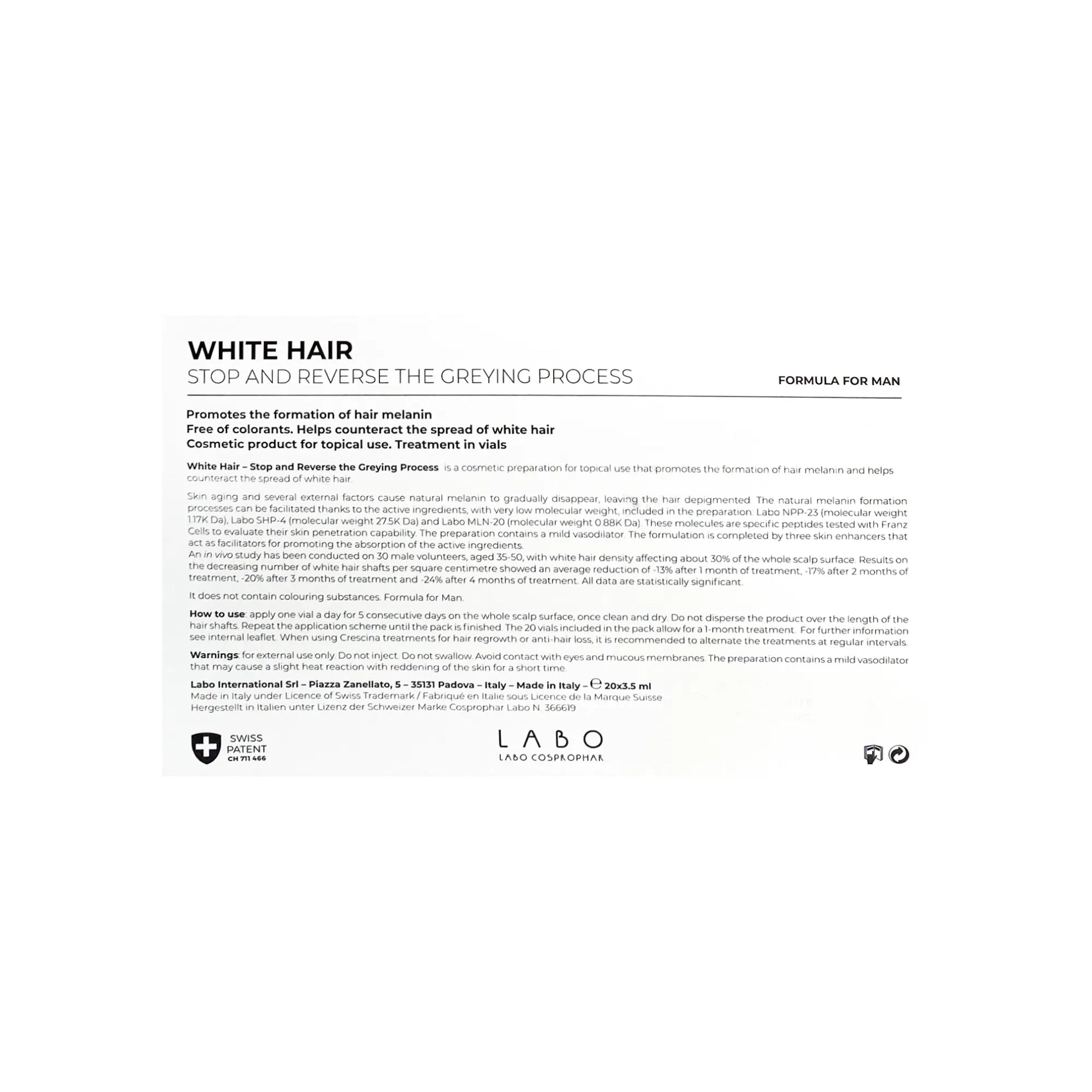 Crescina White Hair Treatment For Man 20 FL