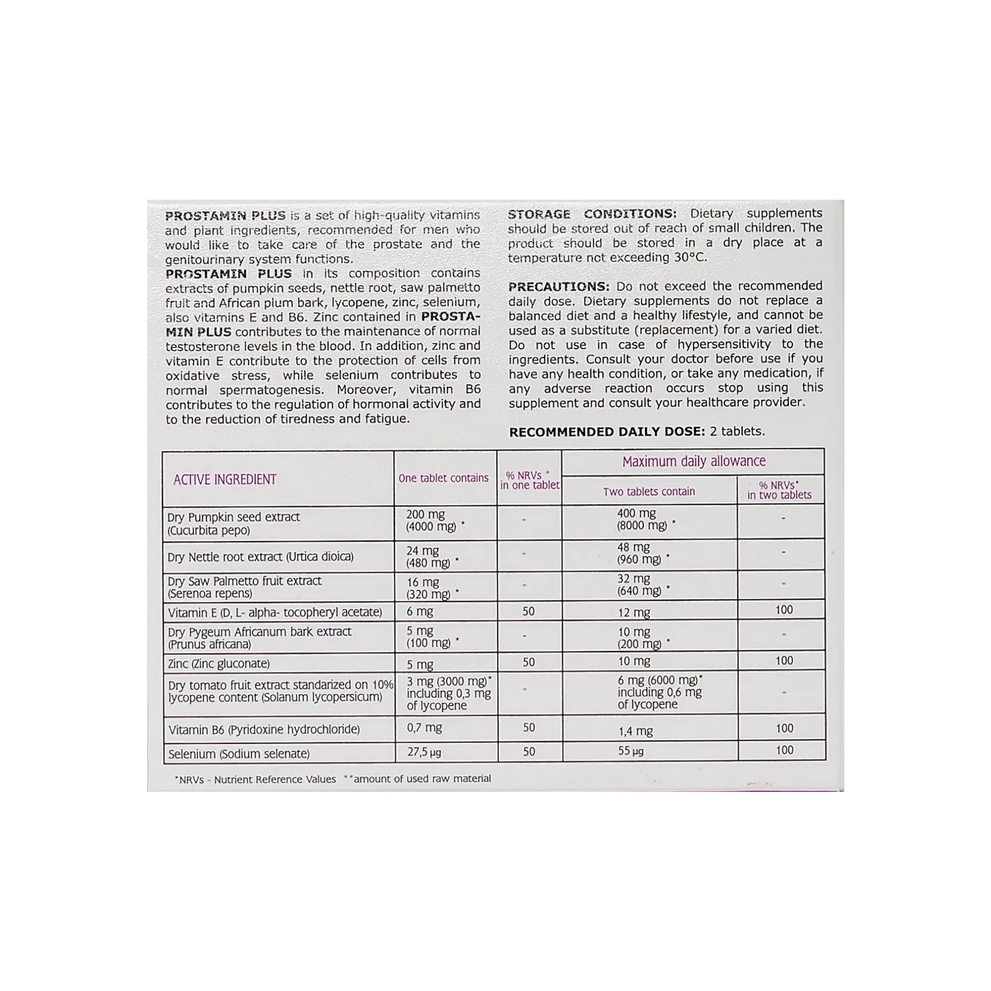 Prostamin Plus 30 Tabs