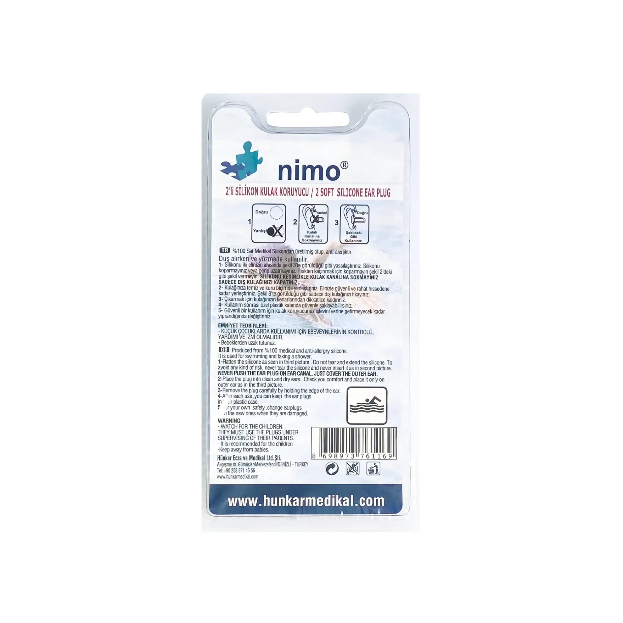 Nimo Silicone Ear Plugs 2 PCS protect from water