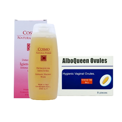 Albo Queen Vaginal Ovules 8'S + Cosmo Intimate Wash Offer Package